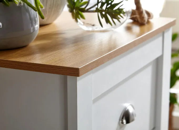 Schubladenkommode 53cm mit 5 Schubladen in MDF Weiß mit Eiche Kommode Sideboard