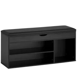 Schuhbank FineBuy Garderobenbank 104 cm Sitzbank Kunstleder Flurbank Schwarz