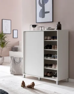 Schuhschrank 100cm für 20 Paar Schuhe Schuhregal mit Schiebetüren Schuhkommode