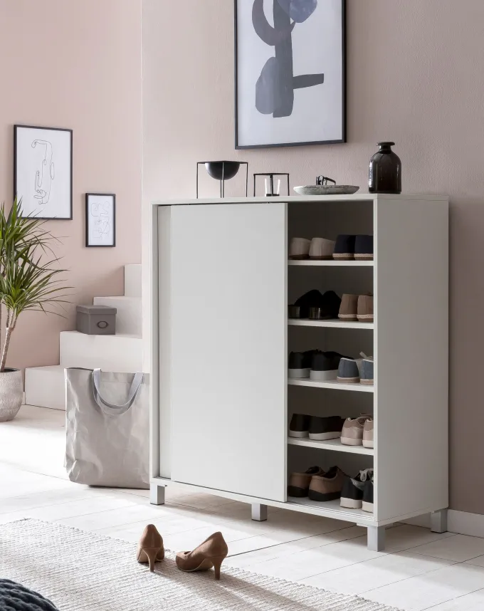 Schuhschrank 100cm für 20 Paar Schuhe Schuhregal mit Schiebetüren Schuhkommode