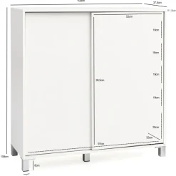 Schuhschrank 100cm für 20 Paar Schuhe Schuhregal mit Schiebetüren Schuhkommode