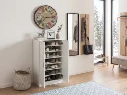 Schuhschrank FineBuy Flurschrank Flurmöbel Holz Weiß Schuhkommode Schuhregal