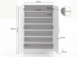 Schuhschrank FineBuy Flurschrank Flurmöbel Holz Weiß Schuhkommode Schuhregal