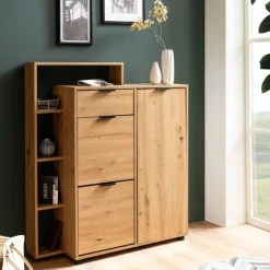 Schuhschrank FineBuy Schuhkipper Garderobe Eiche 110 cm Schuhkommode Flurschrank