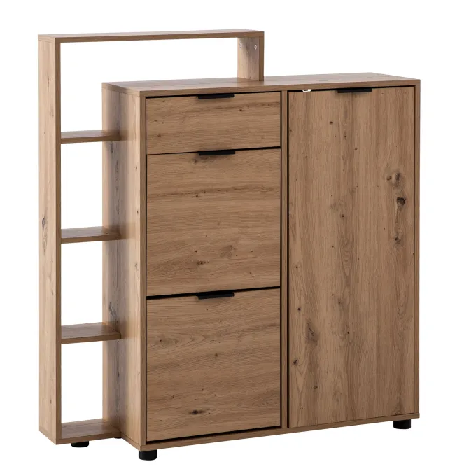 Schuhschrank FineBuy Schuhkipper Garderobe Eiche 110 cm Schuhkommode Flurschrank