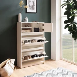 Schuhschrank FineBuy Schuhkipper Garderobe Weiß Modern Schuhkommode Flurschrank