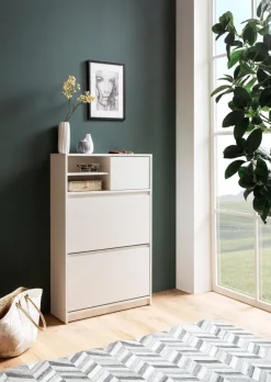Schuhschrank FineBuy Schuhkipper Garderobe Weiß Modern Schuhkommode Flurschrank