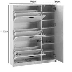 Schuhschrank FineBuy Schuhkipper Garderobe Weiß Schuhkommode Flurschrank Modern