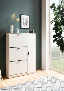 Schuhschrank FineBuy Schuhkipper Garderobe Weiß Schuhkommode Flurschrank Modern
