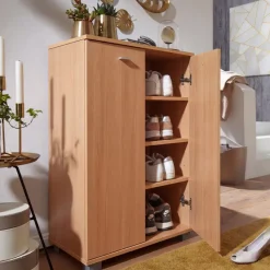 Schuhschrank Holz 12 Paar Schuhe Schuhregal Schuhkommode Flurschrank Sideboard