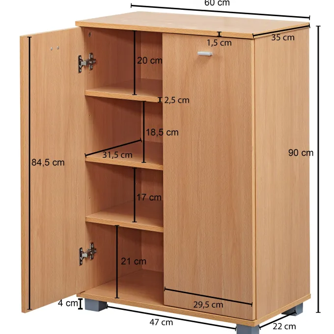 Schuhschrank Holz 12 Paar Schuhe Schuhregal Schuhkommode Flurschrank Sideboard