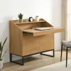 Sekretär MDF 100cm Eiche Dekor Kompakt Schreibtisch mit Stauraum Home Office
