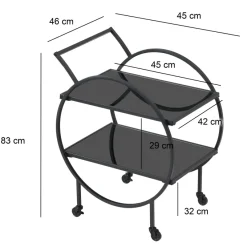 Servierwagen FineBuy Barwagen Metall Schwarz Glas Rollwagen 2 Etagen Rollen