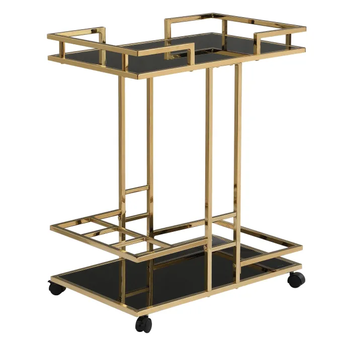 Servierwagen FineBuy Barwagen Gold Glas Metall 67,5 cm Rollwagen Flaschenhalter
