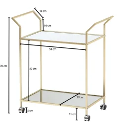 Servierwagen FineBuy Teewagen Gold Beistelltisch Rollen Speisewagen Glas Metall