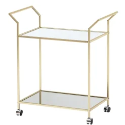 Servierwagen FineBuy Teewagen Gold Beistelltisch Rollen Speisewagen Glas Metall