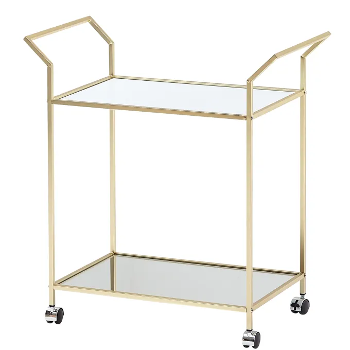 Servierwagen FineBuy Teewagen Gold Beistelltisch Rollen Speisewagen Glas Metall