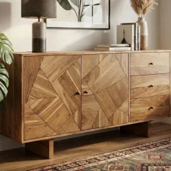 Sideboard Akazie Massivholz 150cm Massive Kommode Echtholz Anrichte Handmade