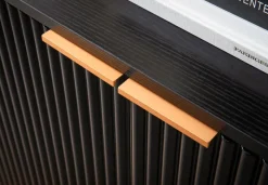 Sideboard 150cm MDF Eiche Schwarz Dekor Kommode mit 4 Türen edles Design