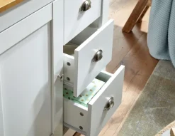 Sideboard 80 cm MDF Weiß & Eiche Dekor Design Kommode mit 3 Schubladen & 1 Tür