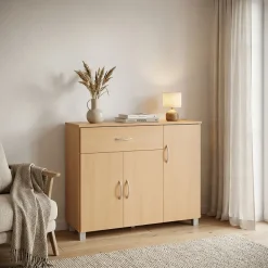 Sideboard 90 cm mit 3 Türen 1 Schublade moderne Kommode 30 cm Tief ideal für Nischen