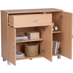 Sideboard 90 cm mit 3 Türen 1 Schublade moderne Kommode 30 cm Tief ideal für Nischen
