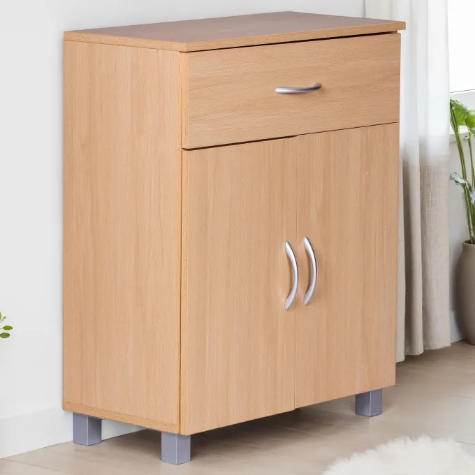Sideboard 60cm mit 2 Türen & 1 Schublade Moderne Kommode Allzweckschrank Flurschrank