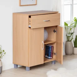 Sideboard 60cm mit 2 Türen & 1 Schublade Moderne Kommode Allzweckschrank Flurschrank