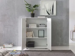 Sideboard 70cm weiß mit 2 Türen und Einlegeböden Kommode für Ordner Aktenschrank modern