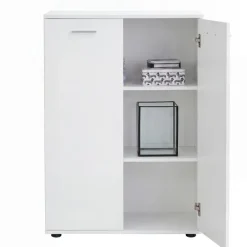 Sideboard 70cm weiß mit 2 Türen und Einlegeböden Kommode für Ordner Aktenschrank modern