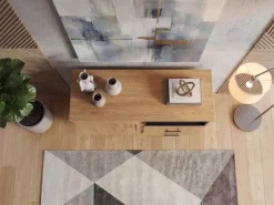 Sideboard Eiche Dekor 116cm Kommode Anrichte Standschrank mit Tür 2 Schubladen