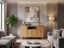 Sideboard Eiche Dekor 150cm Kommode Anrichte Standschrank mit Türen Schubladen