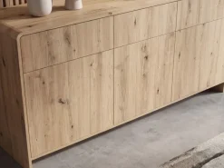 Sideboard Eiche Dekor 155cm Kommode Anrichte Standschrank mit Türen Schubladen