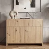 Sideboard Eiche Dekor 88cm Kommode Anrichte Standschrank mit Türen Schubladen