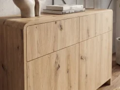 Sideboard Eiche Dekor 88cm Kommode Anrichte Standschrank mit Türen Schubladen