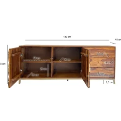 Sideboard FineBuy Anrichte Sheesham Massivholz 180 cm Kommode Türen Schubladen