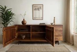 Sideboard FineBuy Kommode Sheesham Massivholz 175 cm Anrichte Loft Industrial