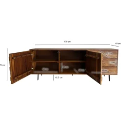Sideboard FineBuy Kommode Sheesham Massivholz 175 cm Anrichte Loft Industrial