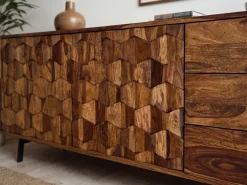 Sideboard FineBuy Kommode Sheesham Massivholz 175 cm Anrichte Loft Industrial