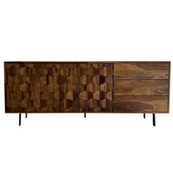 Sideboard FineBuy Kommode Sheesham Massivholz 175 cm Anrichte Loft Industrial