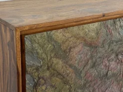 Sideboard FineBuy Kommode Sheesham Massivholz 150 cm Türen Steinoptik Schubladen