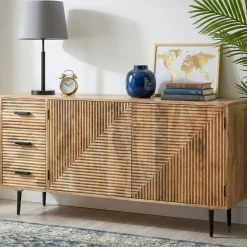 Sideboard Massivholz 160cm Kommode Anrichte Standschrank mit Türen Schubladen