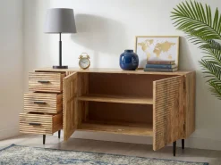 Sideboard Massivholz 160cm Kommode Anrichte Standschrank mit Türen Schubladen