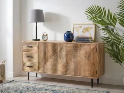 Sideboard Massivholz 160cm Kommode Anrichte Standschrank mit Türen Schubladen