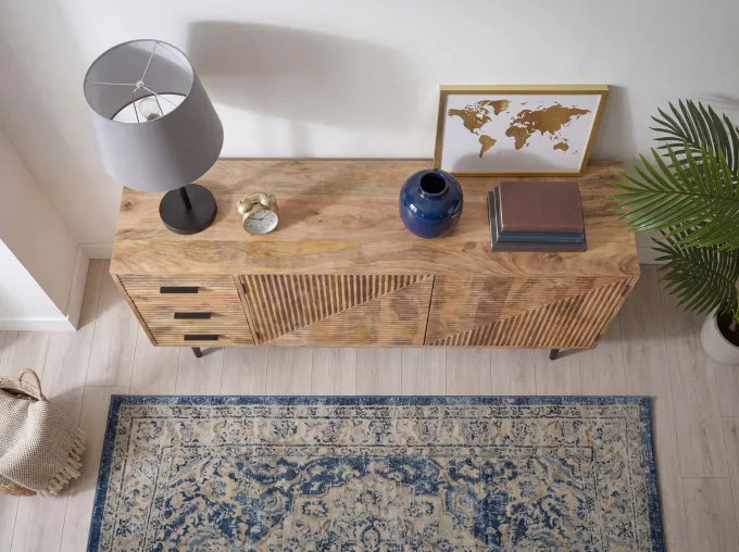 Sideboard Massivholz 160cm Kommode Anrichte Standschrank mit Türen Schubladen