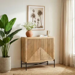 Sideboard Massivholz 91x96cm Kommode Anrichte Standschrank Flurschrank mit Türen