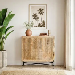 Sideboard Massivholz 91x96cm Kommode Anrichte Standschrank Flurschrank mit Türen