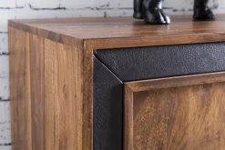 Sideboard Sheesham Massivholz 160x44x80 cm Kommode Schubladen & Türen Kunstleder