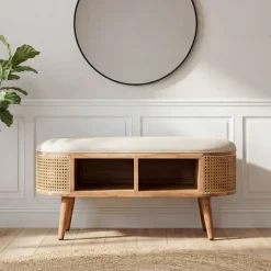 Sitzbank 90cm Garderobenbank Massiv Flurbank Garderobe Schlafzimmer Schuhbank