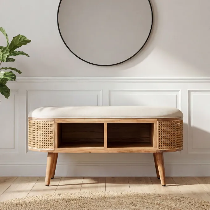 Sitzbank 90cm Garderobenbank Massiv Flurbank Garderobe Schlafzimmer Schuhbank